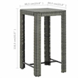 vidaXL 3 Piece Patio Bar Set with Cushions Poly Rattan Gray