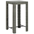 vidaXL 3 Piece Patio Bar Set with Cushions Poly Rattan Gray