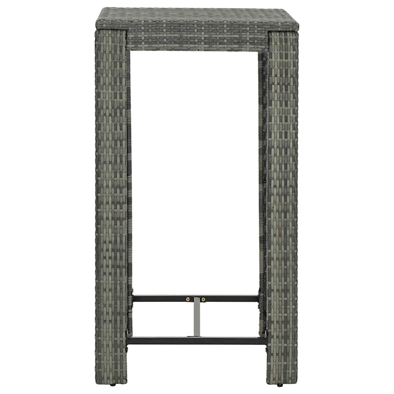 vidaXL 3 Piece Patio Bar Set with Cushions Poly Rattan Gray