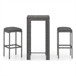 vidaXL 3 Piece Patio Bar Set with Cushions Poly Rattan Gray