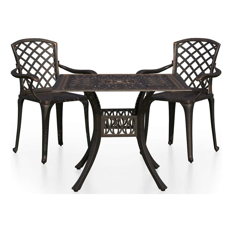 vidaXL 3 Piece Bistro Set Cast Aluminum Bronze