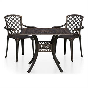 vidaXL 3 Piece Bistro Set Cast Aluminum Bronze