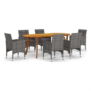 vidaXL 7 Piece Patio Dining Set Gray Rattan
