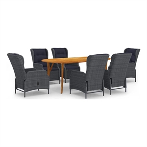 vidaXL 7 Piece Patio Dining Set Dark Gray