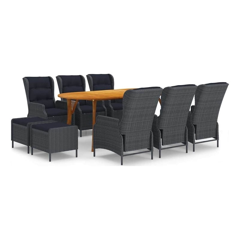 vidaXL 9 Piece Patio Dining Set Dark Gray