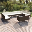 vidaXL 12 Piece Patio Lounge Set with Cushions Poly Rattan Brown