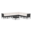 vidaXL 9 Piece Patio Lounge Set with Cushions Poly Rattan Black