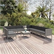 vidaXL 12 Piece Patio Lounge Set with Cushions Poly Rattan Gray