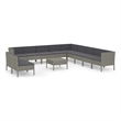 vidaXL 12 Piece Patio Lounge Set with Cushions Poly Rattan Gray
