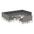 vidaXL 12 Piece Patio Lounge Set with Cushions Poly Rattan Gray