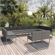 vidaXL 12 Piece Patio Lounge Set with Cushions Poly Rattan Gray