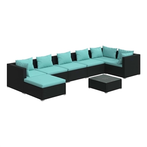 vidaXL 8 Piece Patio Lounge Set with Cushions Poly Rattan Black