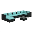 vidaXL 8 Piece Patio Lounge Set with Cushions Poly Rattan Black