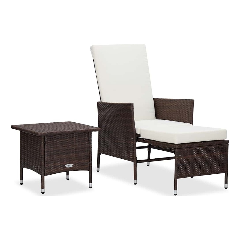 vidaXL 2 Piece Patio Lounge Set with Cushions Poly Rattan Brown