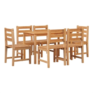 vidaXL 7 Piece Patio Dining Set Solid Wood Teak
