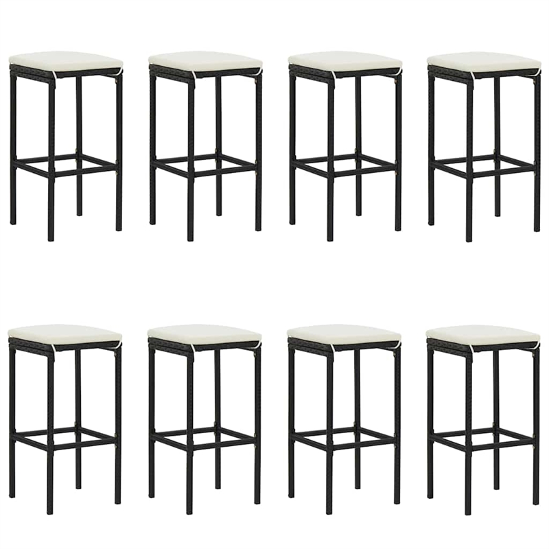 vidaXL 9 Piece Patio Bar Set with Cushions Black