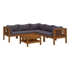 vidaXL 6 Piece Patio Lounge Set with Cushion Solid Acacia Wood