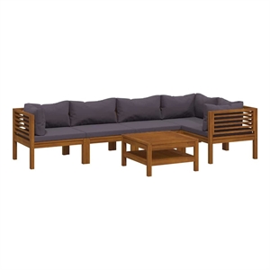 vidaXL 6 Piece Patio Lounge Set with Cushion Solid Acacia Wood