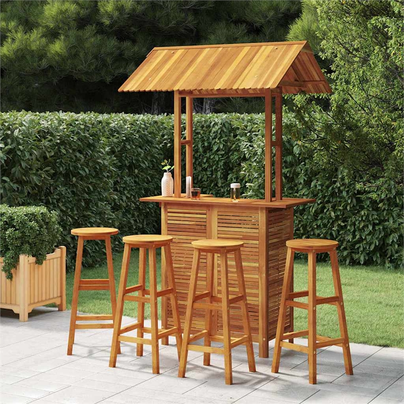 vidaXL 5 Piece Patio Bar Set Solid Wood Acacia