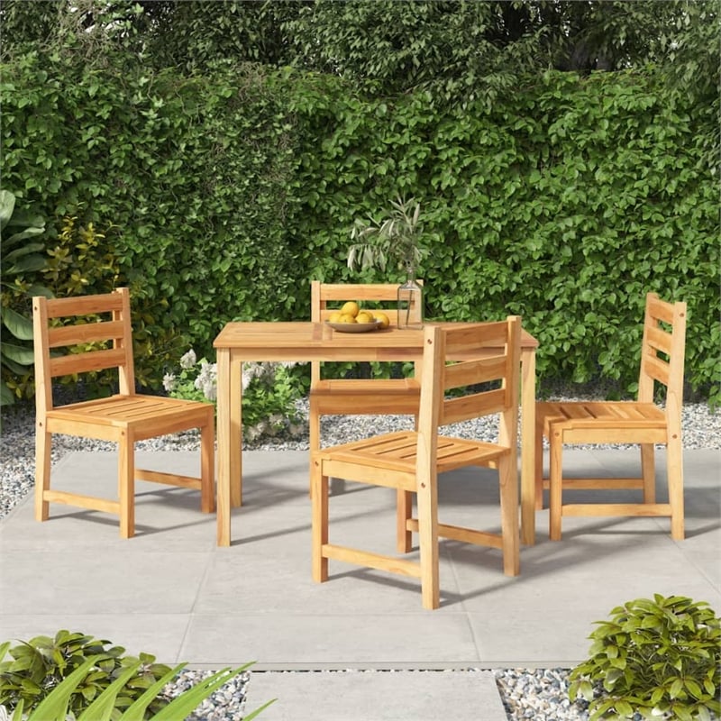 vidaXL 5 Piece Patio Dining Set Solid Wood Teak