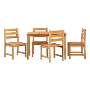 vidaXL 5 Piece Patio Dining Set Solid Wood Teak