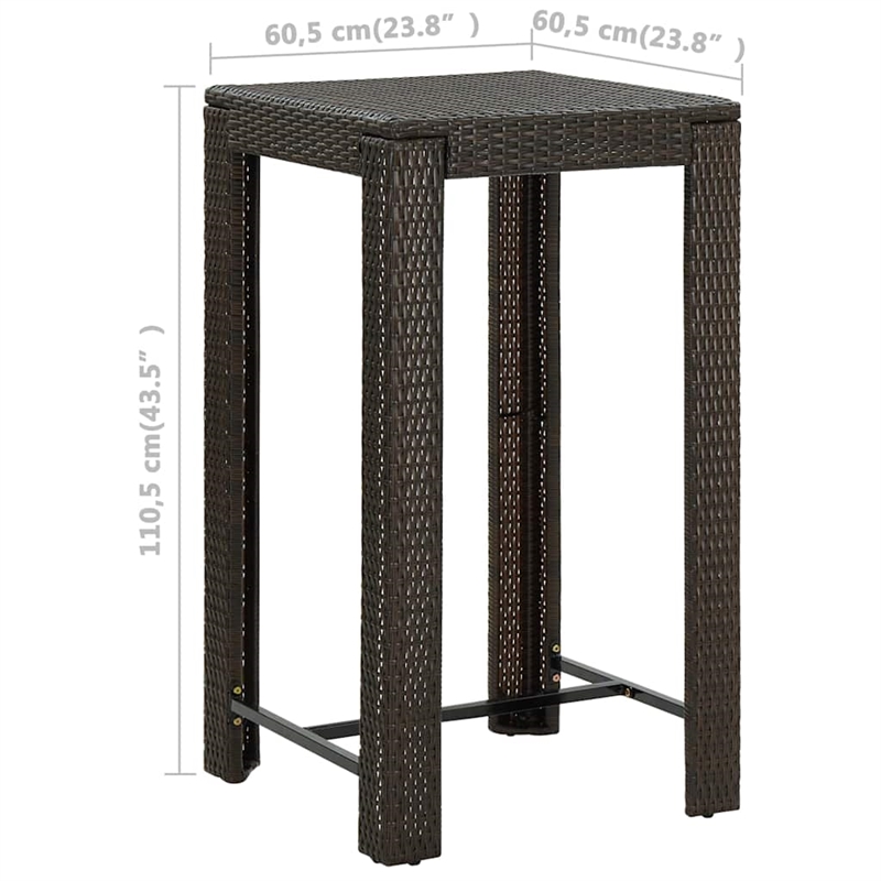 vidaXL 5 Piece Patio Bar Set with Cushions Poly Rattan Brown
