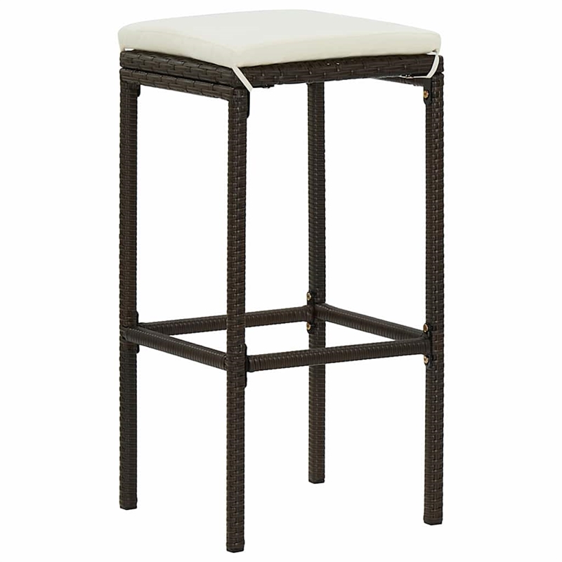 vidaXL 5 Piece Patio Bar Set with Cushions Poly Rattan Brown