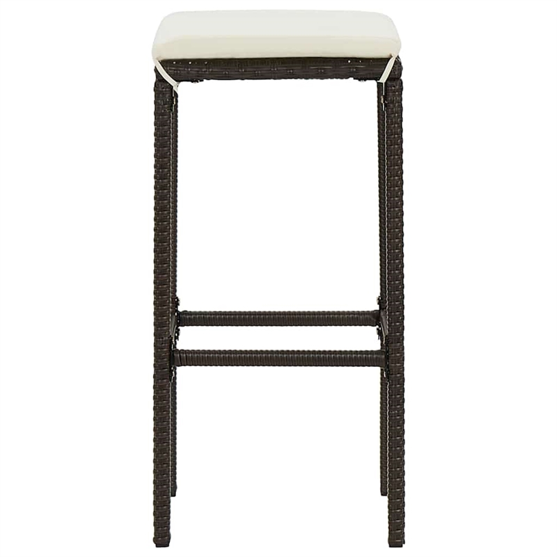 vidaXL 5 Piece Patio Bar Set with Cushions Poly Rattan Brown