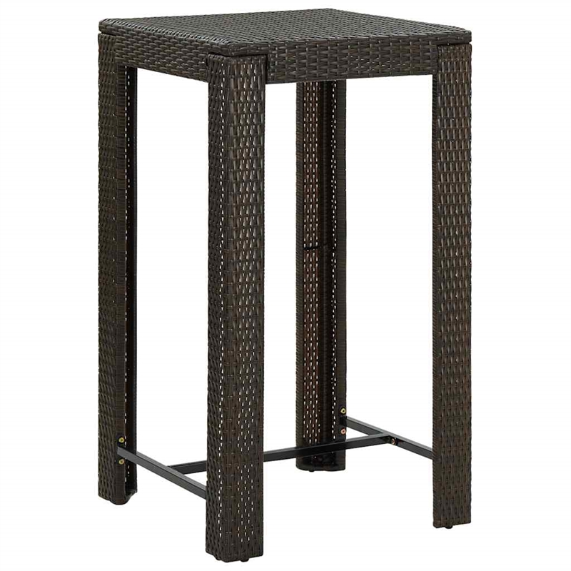 vidaXL 5 Piece Patio Bar Set with Cushions Poly Rattan Brown