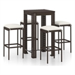 vidaXL 5 Piece Patio Bar Set with Cushions Poly Rattan Brown