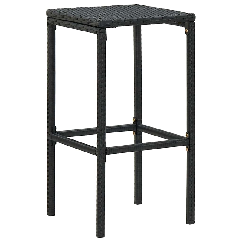 vidaXL 7 Piece Patio Bar Set with Cushions Poly Rattan Black