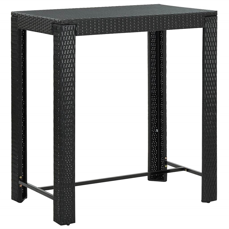 vidaXL 7 Piece Patio Bar Set with Cushions Poly Rattan Black