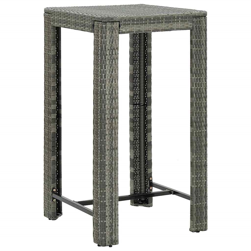 vidaXL 3 Piece Patio Bar Set with Cushions Poly Rattan Gray