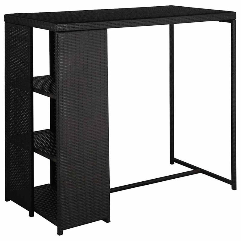 vidaXL 5 Piece Patio Bar Set with Cushions Poly Rattan Black