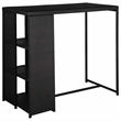 vidaXL 5 Piece Patio Bar Set with Cushions Poly Rattan Black
