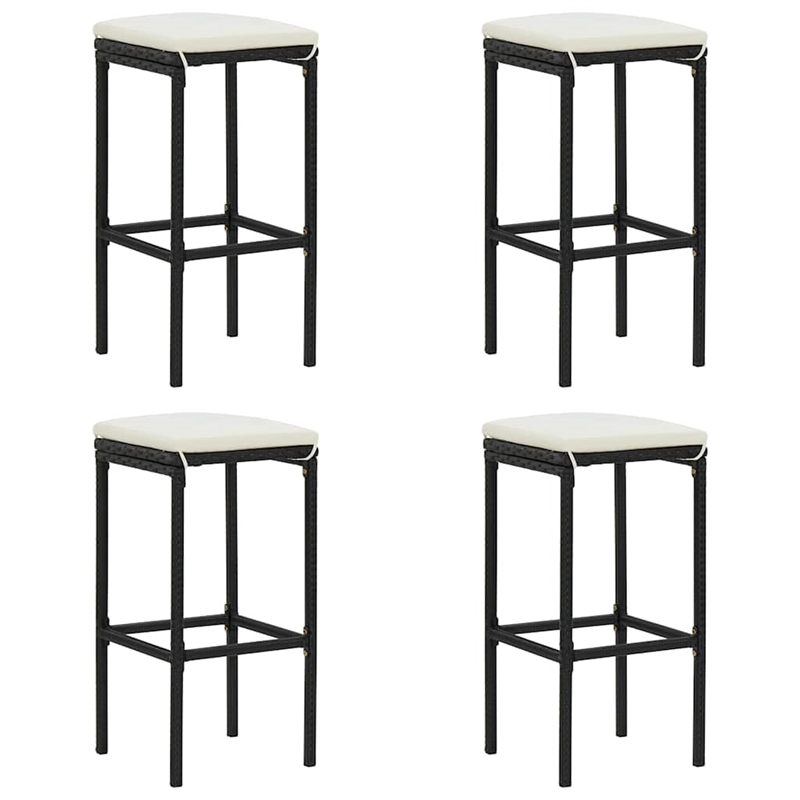 vidaXL 5 Piece Patio Bar Set with Cushions Poly Rattan Black