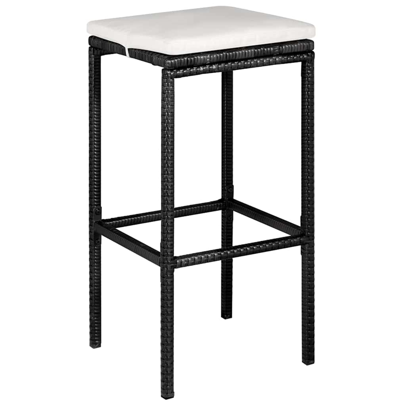 vidaXL 5 Piece Patio Bar Set with Cushions Poly Rattan Black