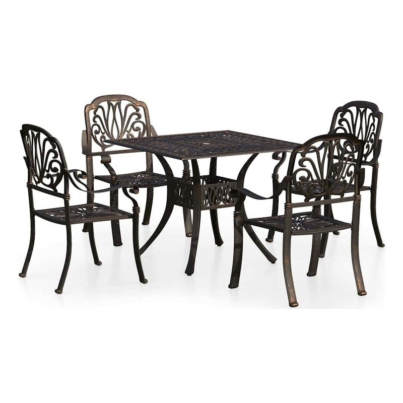 vidaXL 5 Piece Bistro Set Cast Aluminum Bronze