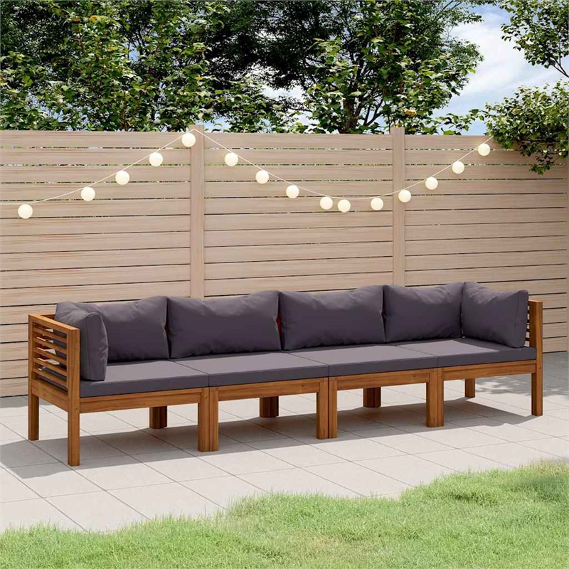 vidaXL 4-Seater Patio Sofa with Cushion Solid Acacia Wood