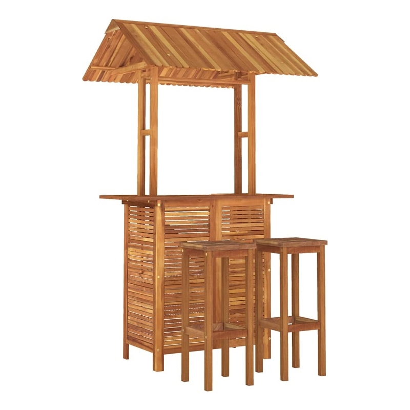 vidaXL 3 Piece Patio Bar Set Solid Wood Acacia