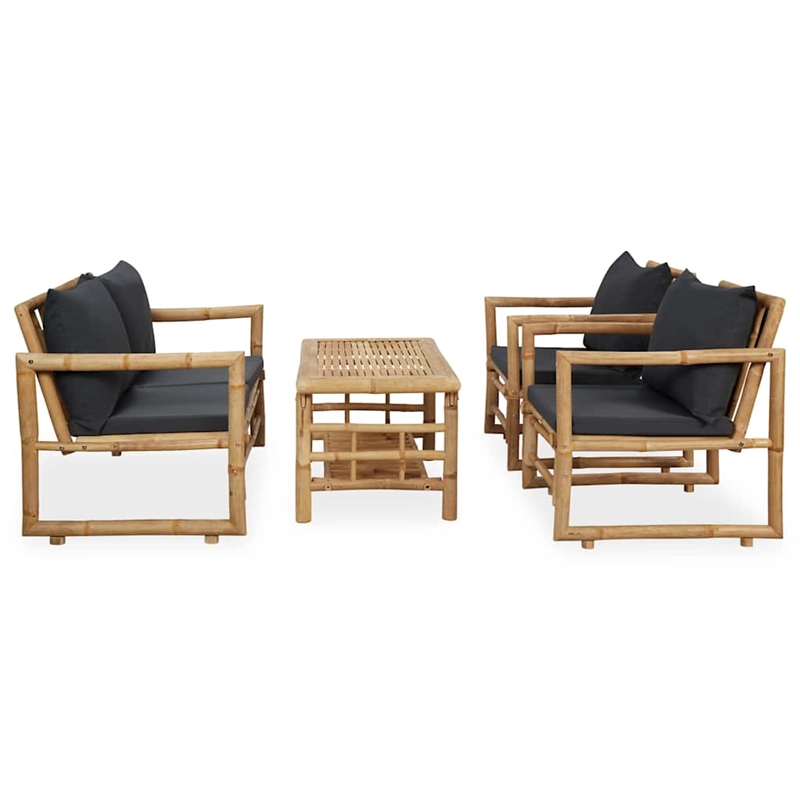 vidaXL 4 Piece Patio Lounge Set with Cushions Bamboo