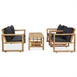 vidaXL 4 Piece Patio Lounge Set with Cushions Bamboo