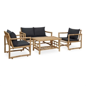 vidaXL 4 Piece Patio Lounge Set with Cushions Bamboo