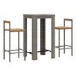 vidaXL 3 Piece Patio Bar Set Gray Poly Rattan&Solid Wood Acacia