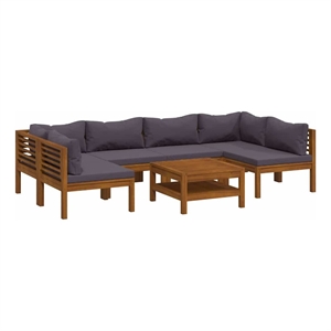 vidaXL 7 Piece Patio Lounge Set with Cushion Solid Acacia Wood