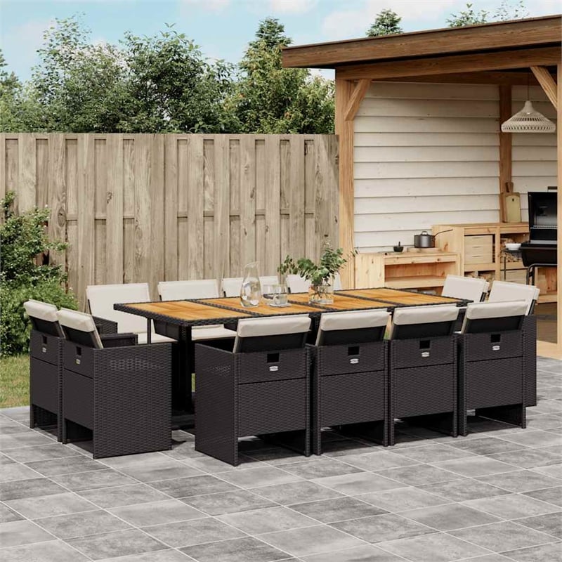 vidaXL Garden Dining Set Black and brown