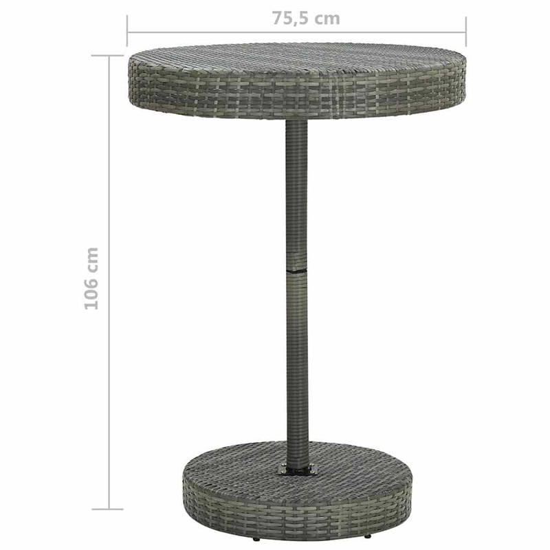 vidaXL 5 Piece Patio Bar Set with Cushions Poly Rattan Gray