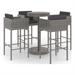 vidaXL 5 Piece Patio Bar Set with Cushions Poly Rattan Gray