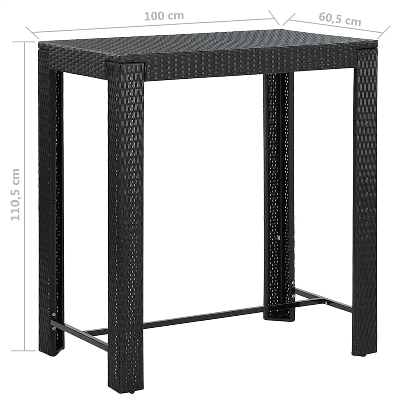 vidaXL 5 Piece Patio Bar Set with Cushions Poly Rattan Black
