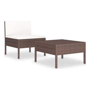 vidaXL 2 Piece Patio Lounge Set with Cushions Poly Rattan Brown